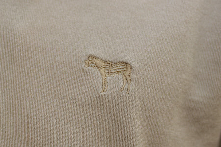 Almond Short Sleeve Sea Island Cotton Polo Neck Sweater